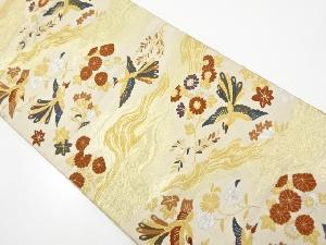 アンティーク　霞に花鳥模様織り出し袋帯（材料）